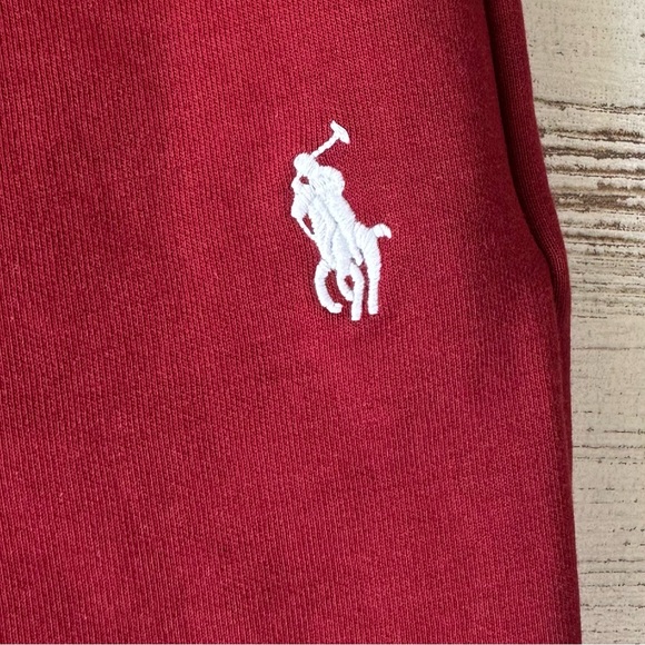 *3/$20* POLO RALPH LAUREN Color Block Logo Sweatpants Shorts XL 9-10 Burgundy - Picture 3 of 6